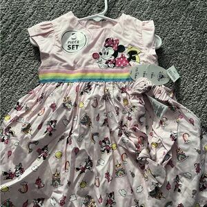 Disney Parks Minnie Mouse Baby Girl Embroidered A-Line Dress w/Headband, 18M NWT